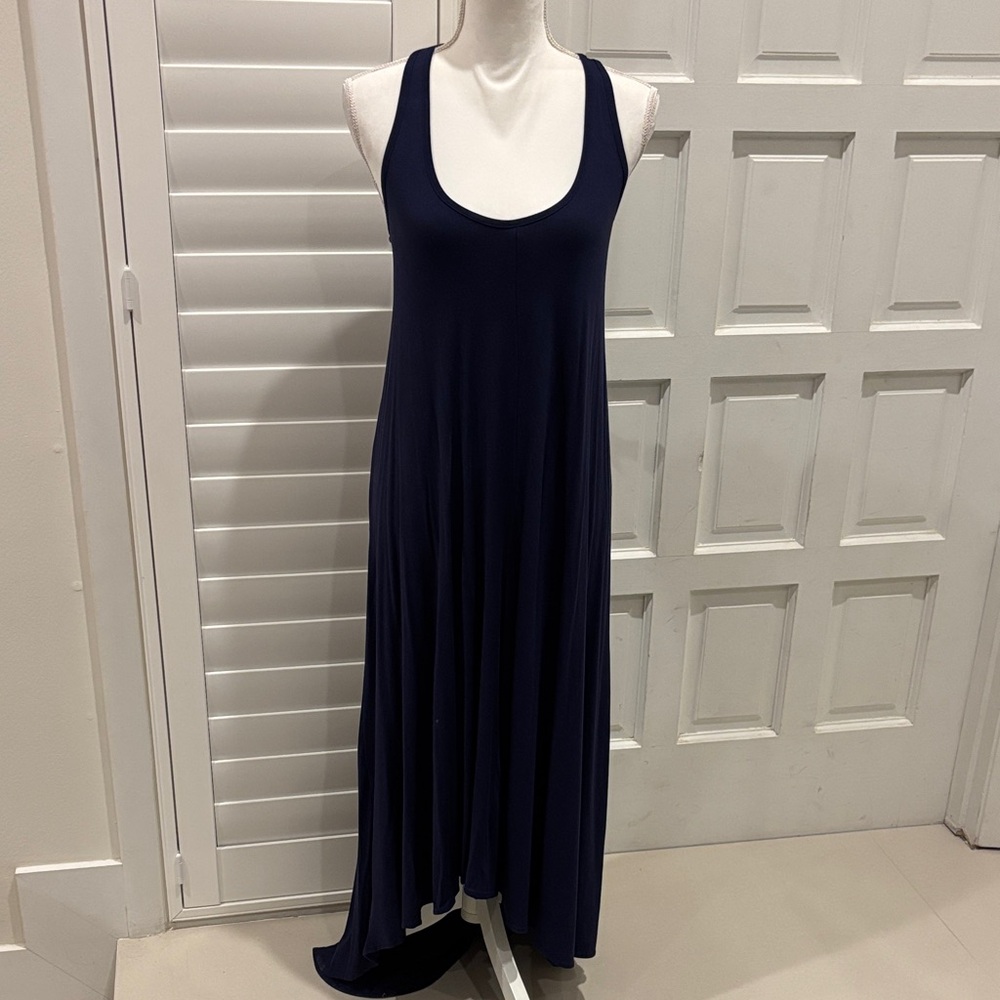 Tori Richard Navy Blue high low Maxi Dress